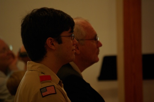 Eagle Scout James Lewis and his father